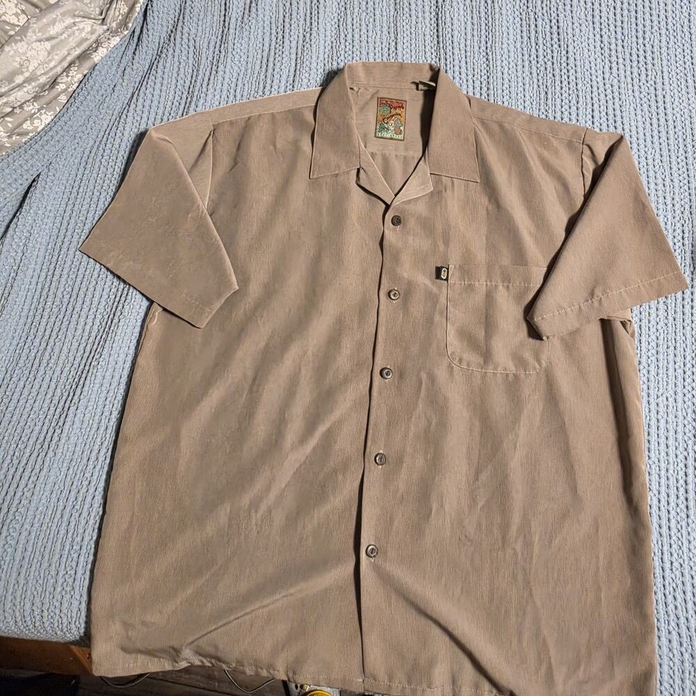 Vintage Pineapple Connection Men's Hawaiian Shirt Size Large Beige VTG